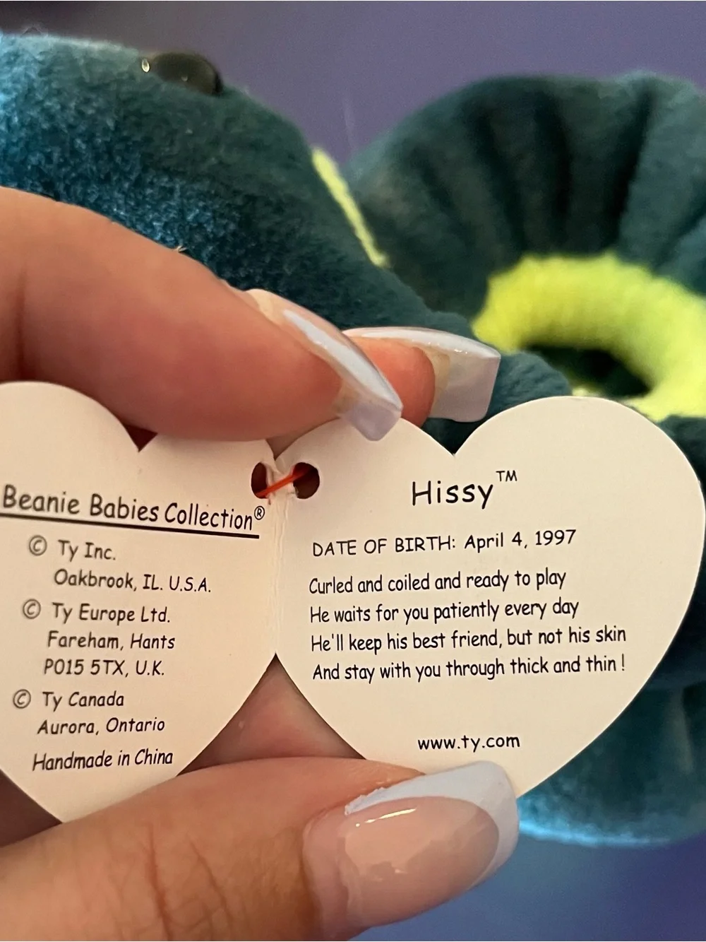 Hissy the Snake Beanie Baby